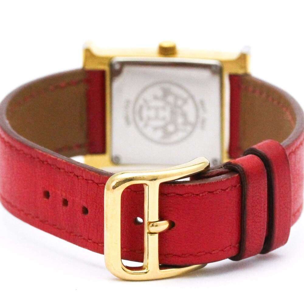 HERMES H Watch Gold Plated Leather Quartz Ladies Watch HH1.201 - Picture 5 of 8